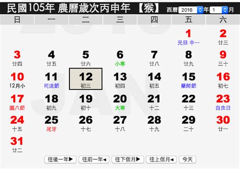 1996 年 農曆 万年曆